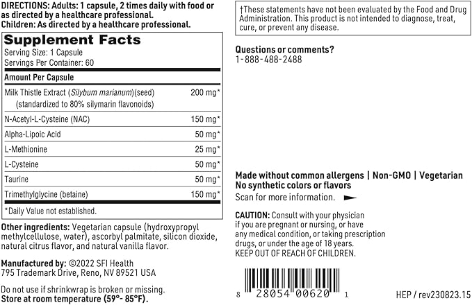 Klaire Labs Hepatothera - Liver Support Complex with Milk Thistle &amp NAC (60 Capsules) (Pack of 2)