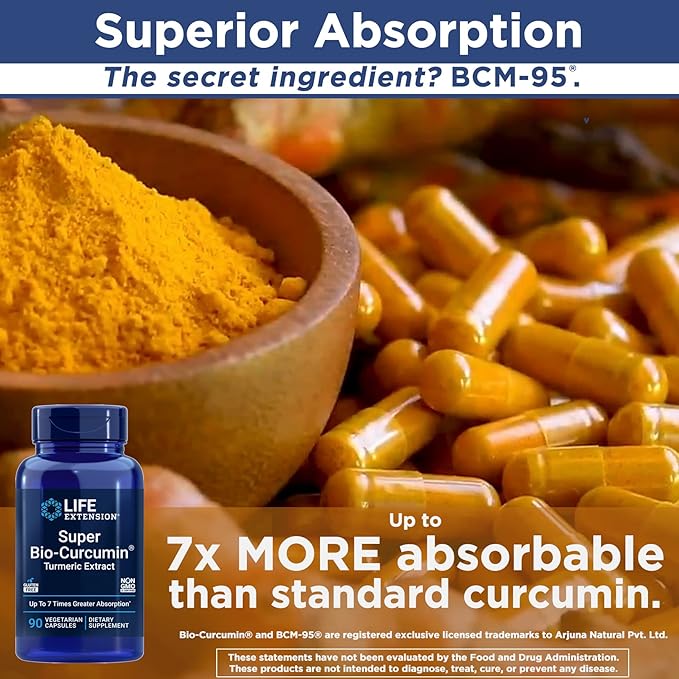 Life Extension Super Bio-Curcumin Turmeric Extract 400mg 90 Veg Caps (Pack of 2) - Vegetarian Capsule - Non-GMO - Highly Absorbable