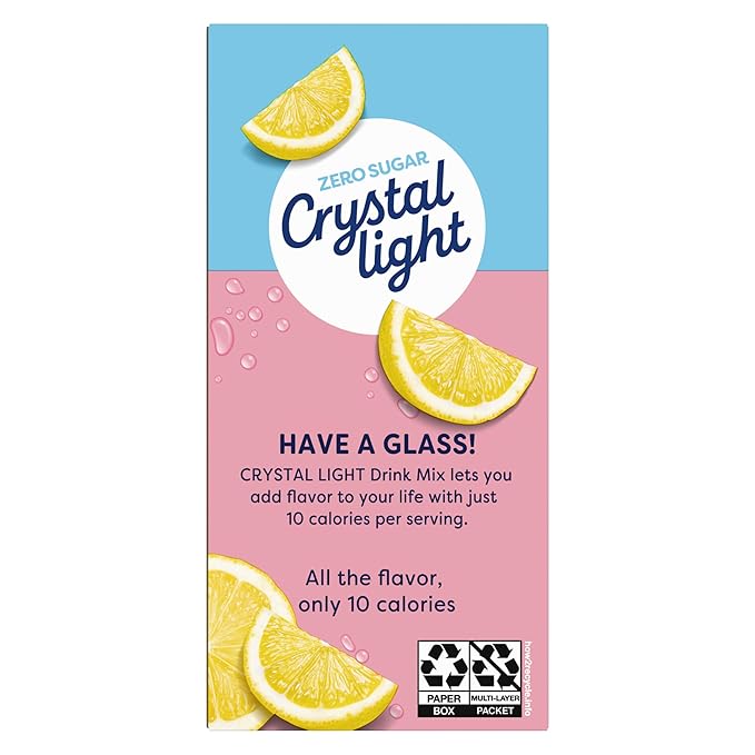 Crystal Light On The Go Pink Lemonade Powdered Soft Drink Mix 0.13 Ounce - 10 per pack - 12 packs per case.