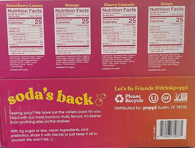 Poppi Variety Pack Prebiotic Soda 12pk 12 FZ