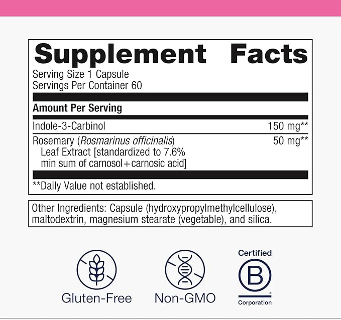 Metagenics Meta Indole-3-Carbinol Supplement - Supports Estrogen Hormone Balance Antioxidant &amp Liver Health* - Non-GMO Gluten-Free Vegan - GMP Certified Facility - 60 Capsules