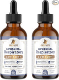 11-in-1 Liposomal Respiratory Relief Drops - Mullein Drops for Lungs with Elderberry Licorice Root - Support Lung Cleanse and Mucus Relief - Suitable for Kids and Adults (2 Pack)