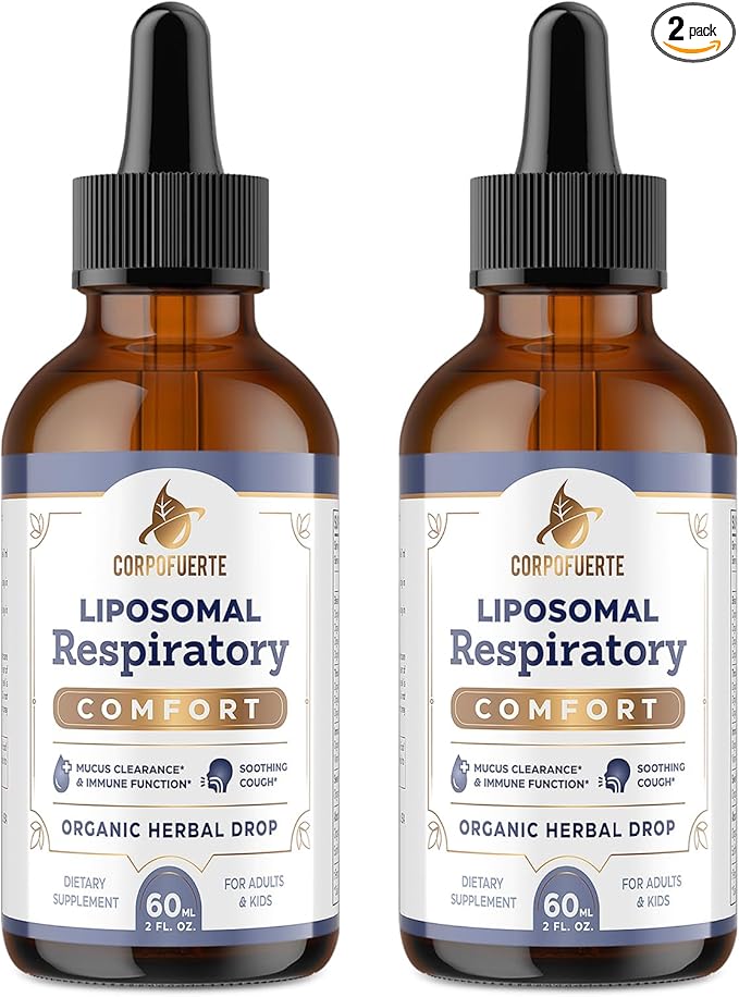11-in-1 Liposomal Respiratory Relief Drops - Mullein Drops for Lungs with Elderberry Licorice Root - Support Lung Cleanse and Mucus Relief - Suitable for Kids and Adults (2 Pack)
