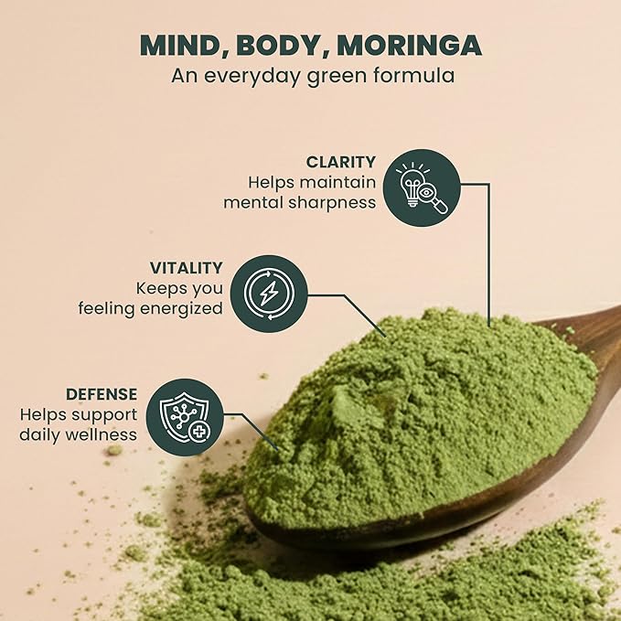 EVARA Moringa Powder Organic (12oz/ 340g) | 100% Pure &amp Organic Moringa Leaf Powder with Vital Nutrients | For Strong Immunity Natural Energy &amp Skin Health | Vegan Gluten Free | GMP &amp US