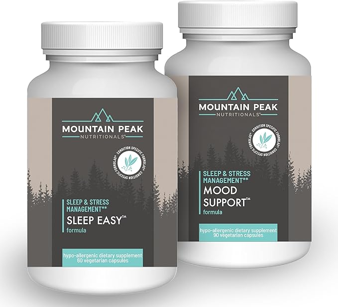Mountain Peak Nutritionals Sleep &amp Mood Support Combo Pack – 5-HTP Amino Acids Melatonin Magnesium &amp Serotonin Boosting Ingredients – Hypoallergenic Supplements for Relaxation &amp Well-Be