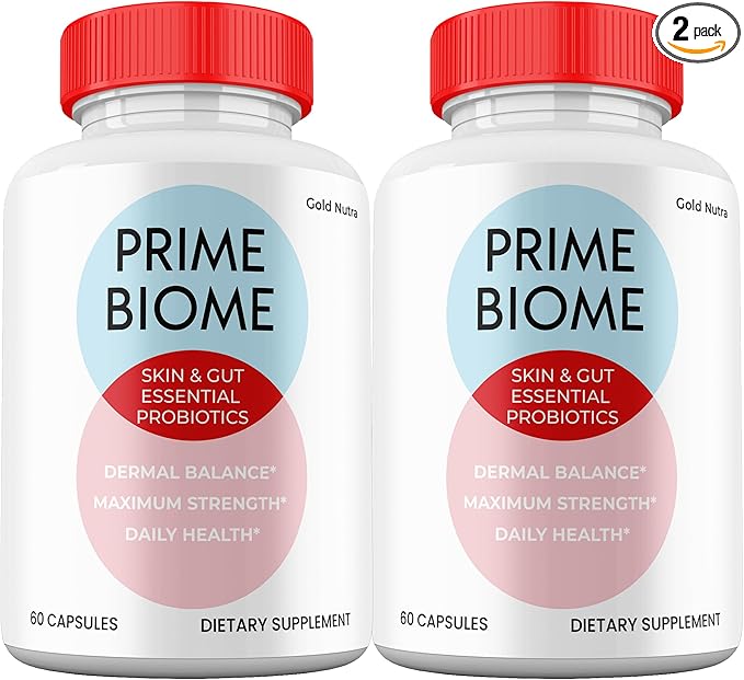 (2 Pack) Prime Biome Pills Prime Biome All Natural Supplement Skin and Gut Probiotics Capsules 2 Month Supply