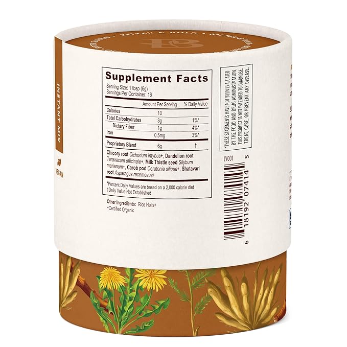 Banyan Botanicals Bitter &amp Bold – Organic Caffeine-Free Herbal Coffee Alternative – Milk Thistle Chicory and Dandelion Coffee Alternative – 3.5 oz 16 servings – Fair for Life Non-GMO Vegan