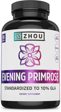 Zhou Nutrition Evening Primrose Oil Capsules- Supports Hormone Balance for Women PMS &amp Menopause Support Cold Pressed &amp Hexane Free - 1400mg 10% Gla