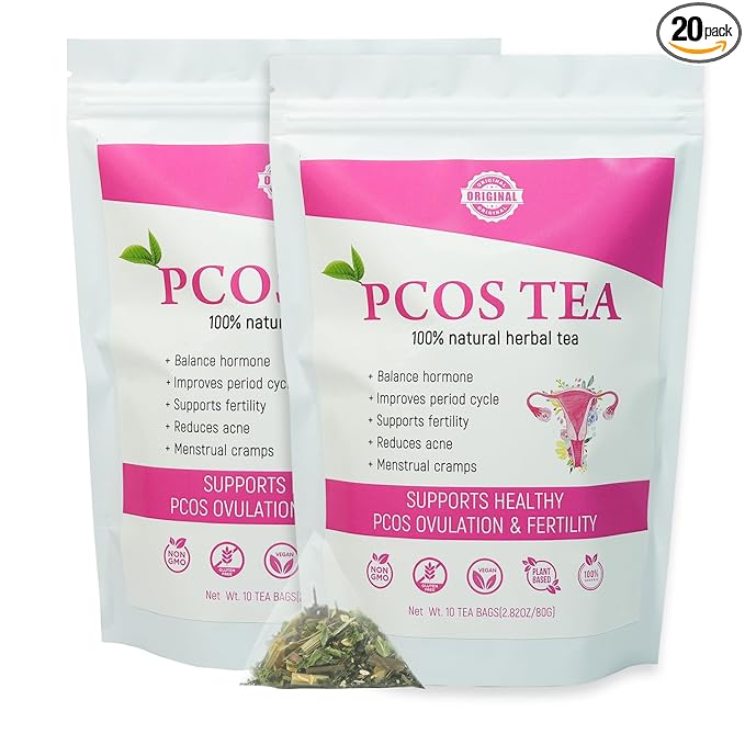 Laicuherb PCOS Fertility Tea for Women Pack of 2 Women’s PCOS Herbal Tea with Spearmint &amp Nettle Leaf Smooth &amp Mild Flavor