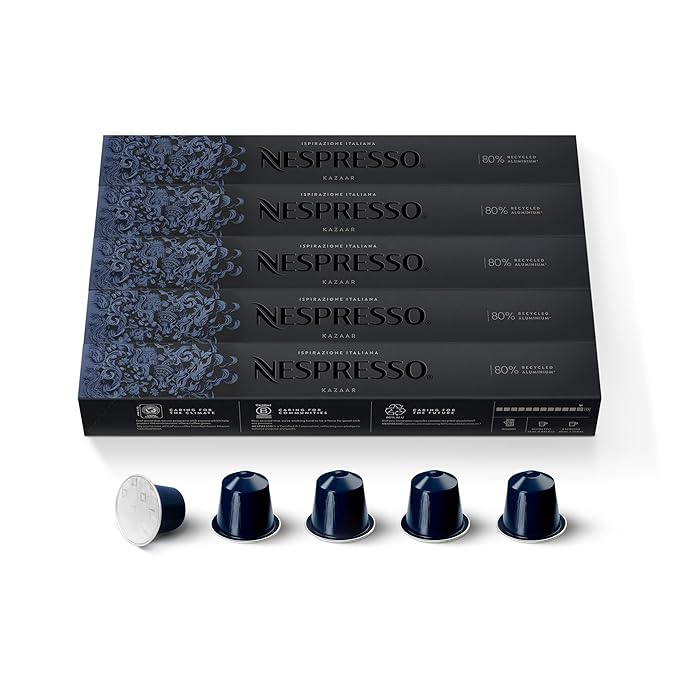 Nespresso Capsules Original Line Kazaar Intenso Dark Roast Coffee 50 Count Coffee Pods