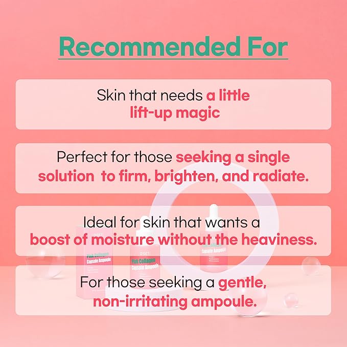 Pink Collagen Ampoule Triple Serum Capsules for Firmness with 300DA Ultra-Low Molecular Collagen Hypoallergenic 1.0 fl.oz