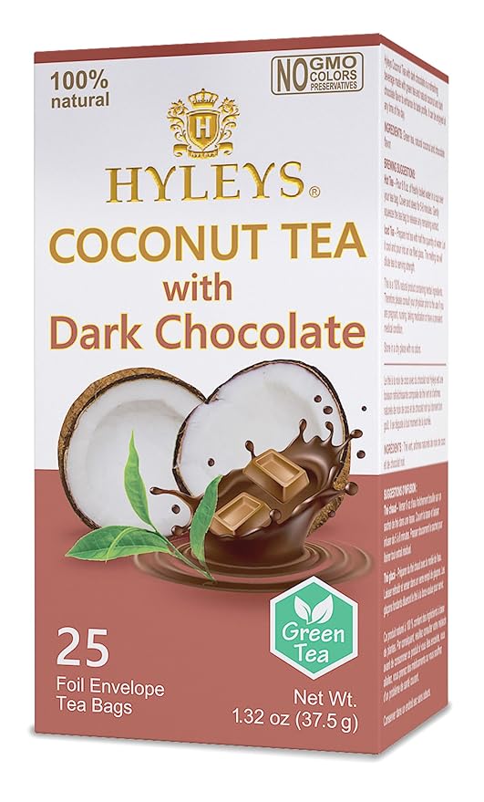 12 Pack of Natural Wellness Coconut Tea With Dark Chocolate - 25 Tea Bags (Gmo Free Gluten Free Dairy Free Sugar Free &amp 100% Natural)
