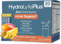 Hydralyte Liver Support + Electrolyte Mix with Milk Thistle Turmeric Ginger Prickly Pear Green Tea Extract Formulated for Rapid Rehydration (Pineapple Mango Ginger 20 Packets)