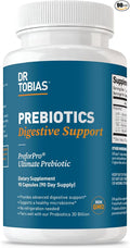 Dr. Tobias Prebiotics Digestive Support Advanced Prebiotic Supplement for Gut Health Immune Function &amp Boost for Probiotics for Women &amp Men Vegan Non-GMO 90 Capsules 90 Servings