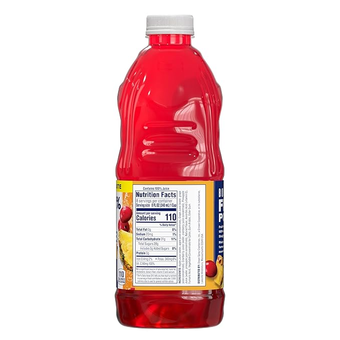 Ocean Spray® 100% Juice Cranberry Pineapple Juice Blend 64 Fl Oz Bottle (Pack of 8)