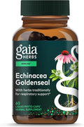 Gaia Herbs Echinacea Goldenseal - Immune Support with Echinacea &amp Goldenseal Root - Traditionally Used to Help Maintain a Healthy Respiratory System* - 60 Vegan Liquid Phyto-Caps (30 Servings)