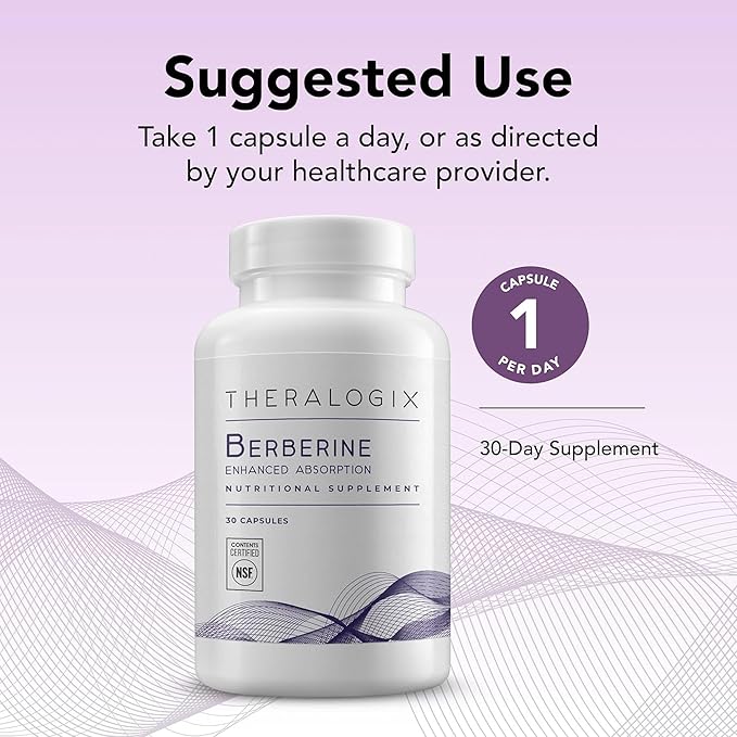 Theralogix Berberine Enhanced Absorption - 30-Day Supply - Made with Berberine Phytosome to Help Support Healthy Metabolism &amp Hormone Balance* - NSF Certified - 30 Capsules