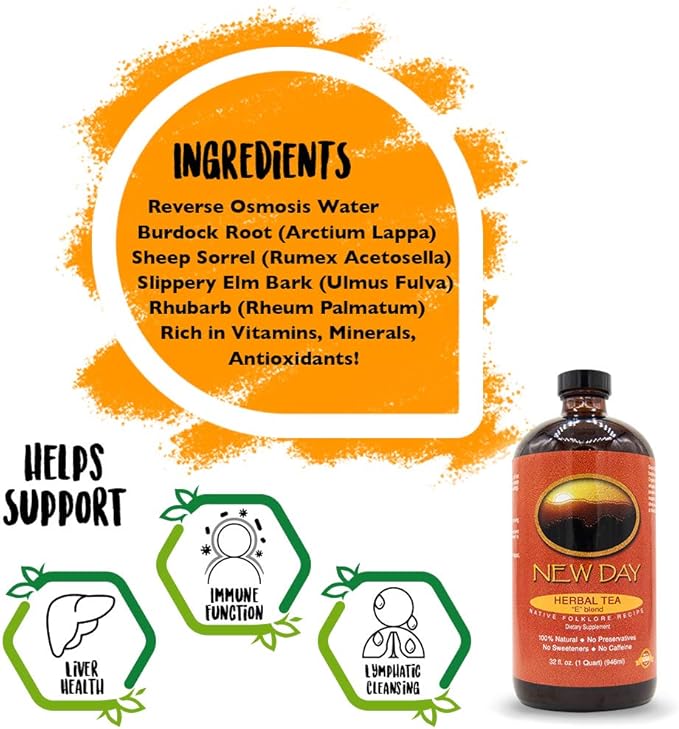 Essiac Tea 32 Ounce Extract | Immune System Liver and Lymphatic Support | Based on Original Recipe and Made in the USA | Certified Organic and Wild Crafted Herbs | No Alcohol and Easy Preparation