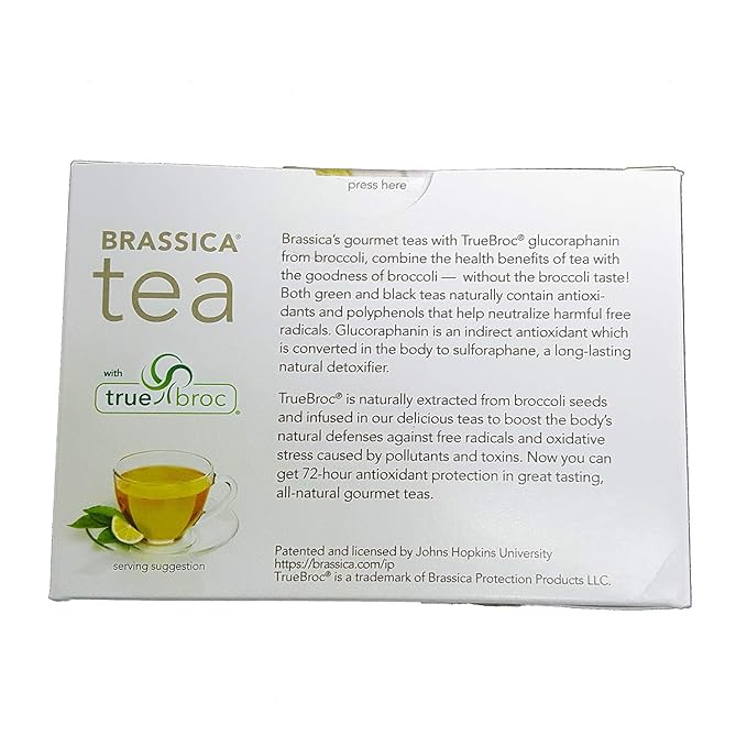 Brassica® DECAF. Green W/Lemon Tea W/sgs~ 6 Boxes (96 Tea Bags)