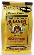 Hula Girl 100% Kona Coffee Grown in Hawaii Hand Picked Sun Dried Fresh Roasted and Packed in Hawaii for 30 years Whole Bean 7 Oz (0.44 Lb) 198 Grams Bag