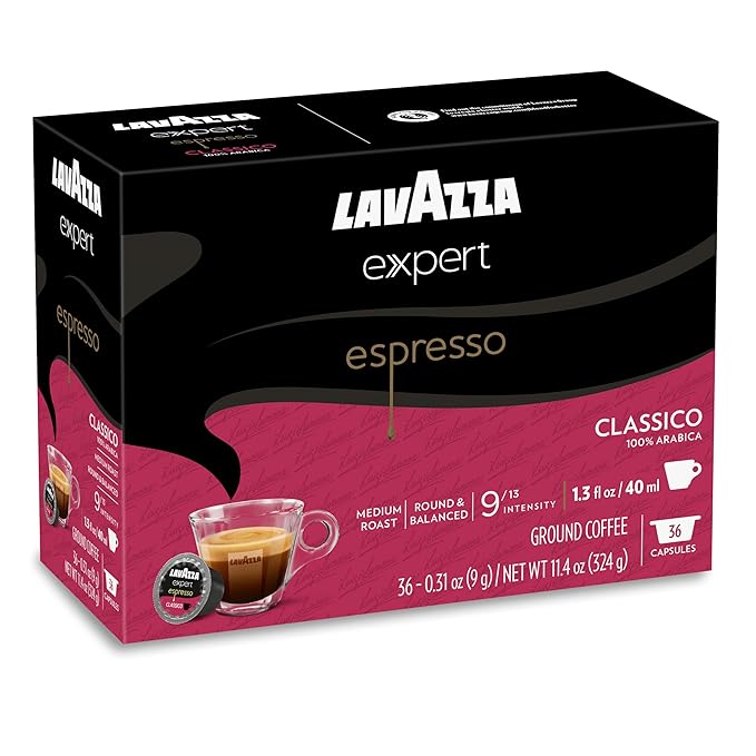 Lavazza Expert Espresso Classico Capsules Medium Roast 100% Arabica Compatible with Lavazza Classy Machines (72 Capsules)