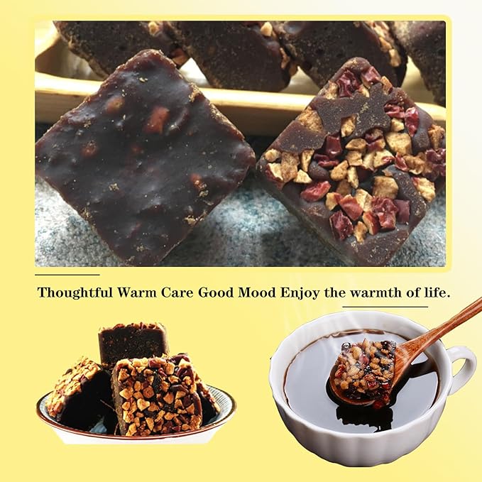 Ginger jujube black sugar tea Shengmingxi Black Sugar Ginger and Date Tea 400g (200gX2) Ginger Shredded Red Date Tea Handmade Ancient Method Cooking Ginger and Date Black Sugar Block Tea for Dysmenorr