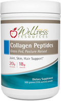 Wellness Resources Collagen Peptides - Pasture Raised Grass Fed 100% Collagen Protein - Hydrolyzed Type I and III Collagen Peptides Powder Unflavored (500 Grams/ 17.6 Ounces)