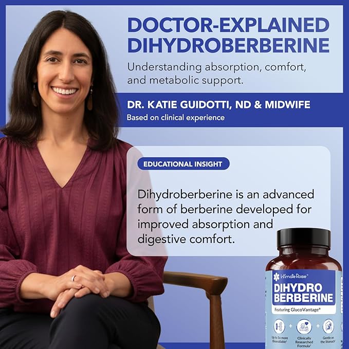 Dihydroberberine Supplement - DHB Super Berberine Supplement 200mg (Patented GlucoVantage) - 5X Enhanced Bioavailability 60 Capsules