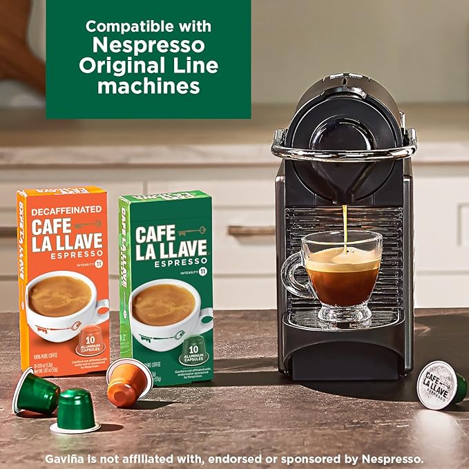 Cafe La Llave Latin Style Espresso Pods Dark Roast Compatible with Nespresso Original Line 80 Count Aluminum Capsules