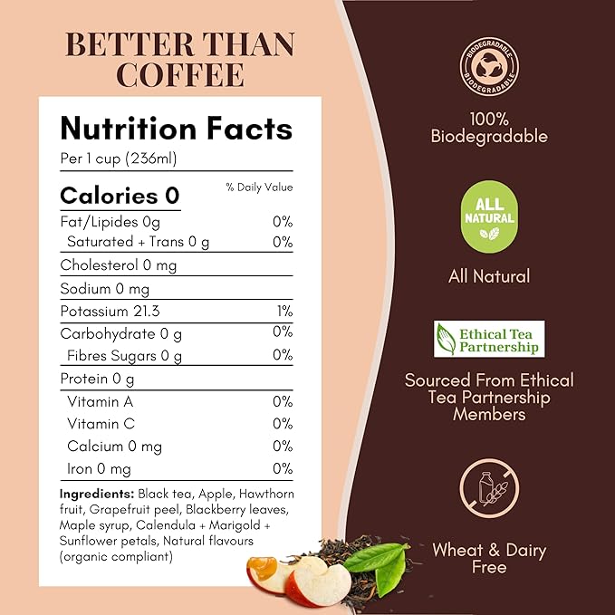 Tease Tea Organic Black Tea - Better Than Coffee Herbal Tea Redefine Your Mornings Organic Black Loose Leaf Herbal Tea Made with Apple Blackberry Leaves for a Perfect Daily Boost