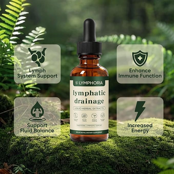 Lymphoria Lymphatic Drainage Drops Lymphatic System Support Immune System Natural Herbal Blends Vegan &amp Non-GMO (1)