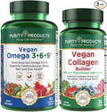 Purity Products Bundle - Vegan Omega 3-6-9 + Vegan Collagen Builder Omega 3-6-9 (“5 in 1” Plant-Based Omega Essential Fatty Acid) - Vegan Collagen Builder (w/Key Plant-Based Ingredients &amp More)