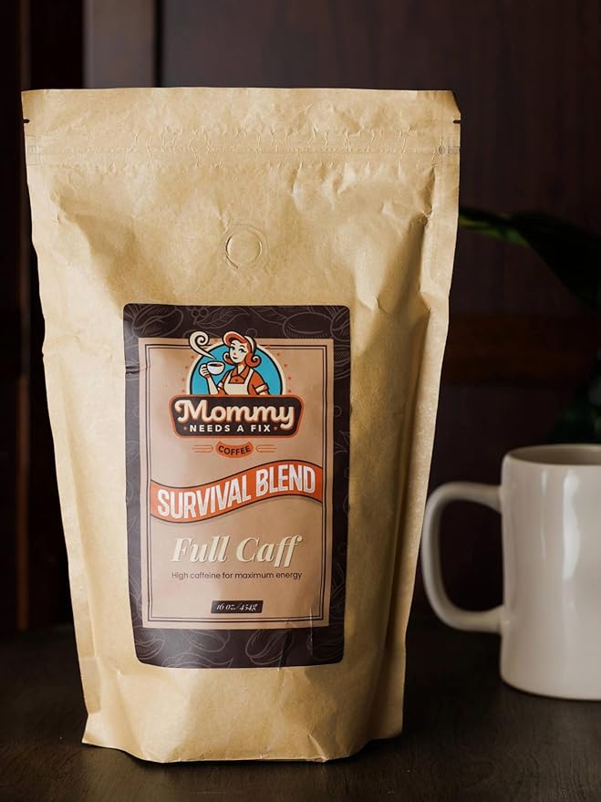 Mommy Needs A Fix Full Caff Ground Coffee | 100% All Natural Arabica Beans | Medium Roast | Pregnancy &amp Breastfeeding Friendly | Roasted in the USA | 1 lb