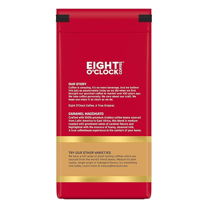 Eight O'Clock Coffee Caramel Macchiato Ground Coffee Medium Roast 11 Ounce (Pack of 1) - Caramel Creamy Smooth