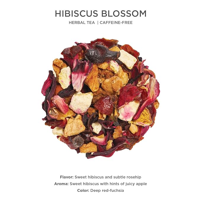 Tea Forte Hibiscus Blossom Premium Loose Leaf Caffeine-Free Herbal Tea Blend Canister Makes 35-50 Cups