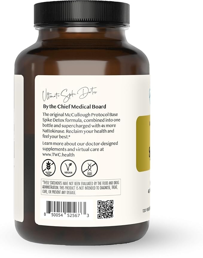 The Wellness Company Ultimate Spike Detox – Dr. McCullough Designed - 3-in-1 Nattokinase Turmeric &amp Bromelain Extra Strength | 120ct (1 Month Supply)
