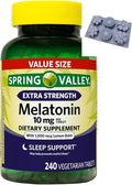 Spring Valley Extra Strength Melatonin Tablets Dietary Supplement Value Size 10 mg 240 Count + 1 Silicone Baking Mold (Style &amp Color Varies)
