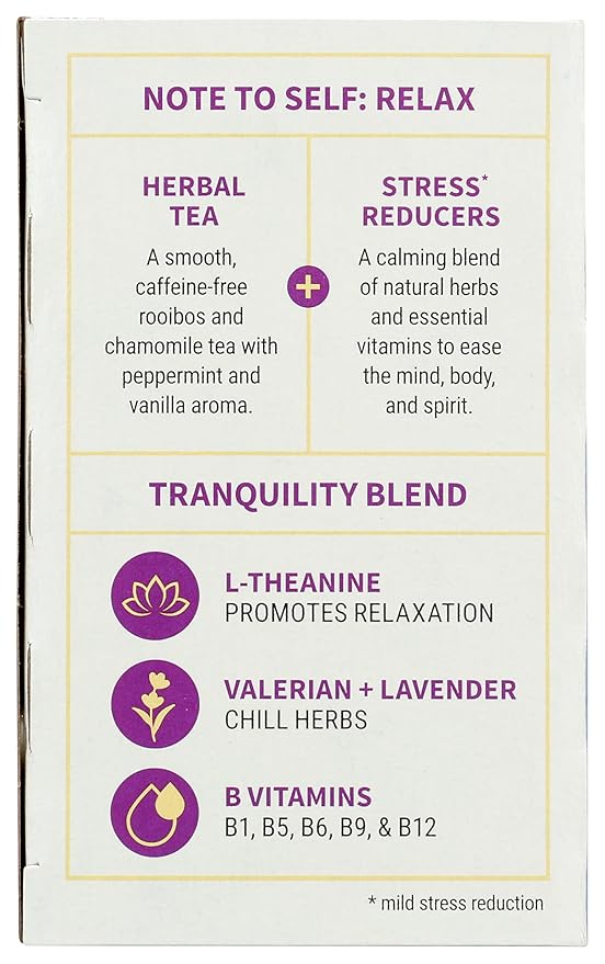 DeStress Herbal Tea Bags by VitaCup Relax &amp Chill w/Chamomile L-Theanine Valerian Root &amp B Vitamins Caffeine Free Single Serve Wellness Tea Sachet Bag 14 ct