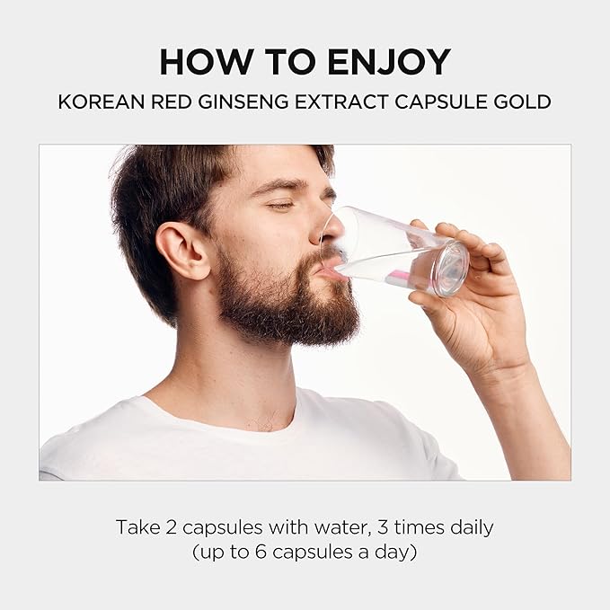 JUNG KWAN JANG Korean Red Ginseng Extract Capsule Gold - Vegan Energy Supplements - No Caffeine &amp Non-GMO (600mg 150 Capsules)
