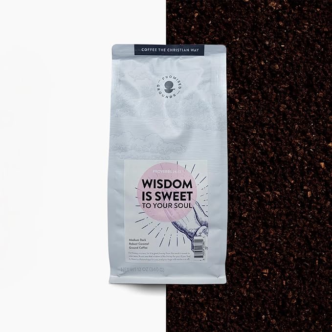 Proverbs 24 Ground Coffee – Medium Dark Roast 12oz Bag – Smooth Chocolate &amp Nut Flavor – Faith-Inspired Arabica Beans – Small-Batch Roasted in Texas – Helps Provide Clean Water
