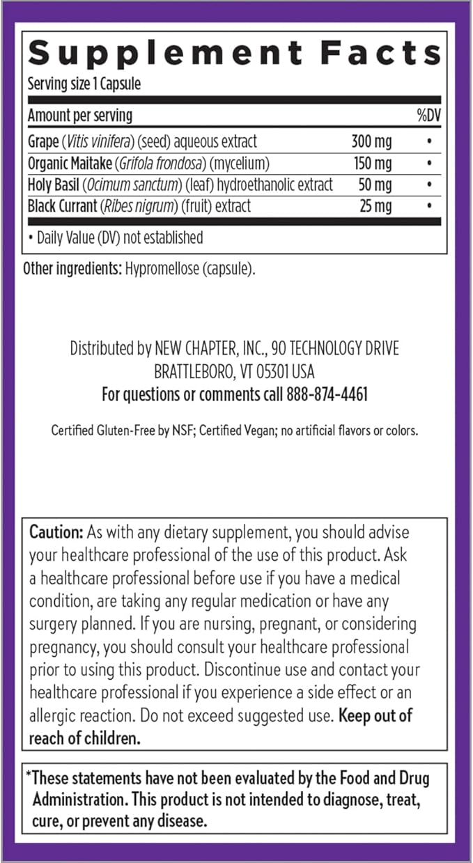 New Chapter Blood Pressure Supplement - Blood Pressure Take Care with Organic Vegan Grapeseed + Black Currant + Non-GMO Ingredients for Blood Pressure Support - 60 Count