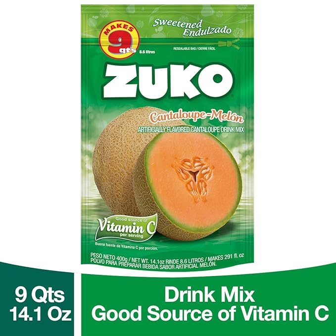 Zuko Cantaloupe Powdered Drink Mix Family Pack No Added Sugar Needed 14.1 oz (Pack of 6)