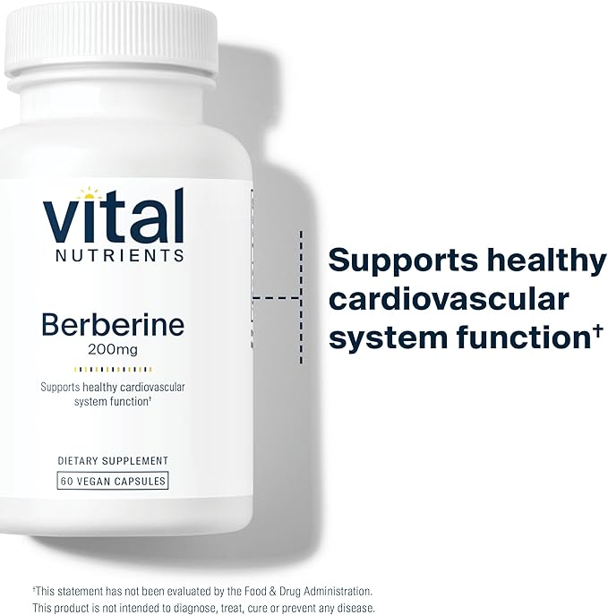 Vital Nutrients Berberine - Supports Healthy Bowel Function and Normal Triglyceride Levels - Vegan Supplement - Gluten Dairy and Soy Free - 200 mg - 60 Capsules