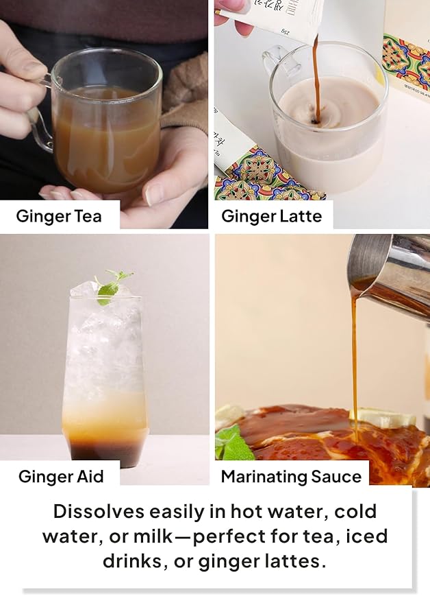 Korean Food Damccot Ginger Tea Stick Gift Set (20ea) Concentrated Korean Ginger Extract for Hot &amp Iced Tea Milk Lattes