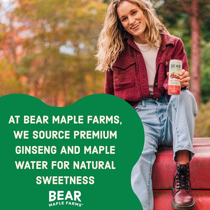 Bear Maple Farms | The Clean Soda Company | Low Calorie | No Artificial Sugar | Cran-Raspberry Clean Soda