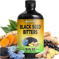 Black Seed Oil Bitters Liquid - Premium Herbal Blend with Black Seed Extract Curcumin (Turmeric Extract) Ashwagandha Elderberry Probiotics Vitamin C Zinc...16 fl oz | Natural Botanical Blend