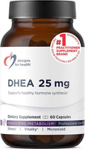 Designs for Health DHEA 25mg - DHEA Supplement for Men + Women - Supplement to Help Support Healthy Aging Muscle Integrity Energy + Hormonal Synthesis - Non-GMO (60 Capsules)