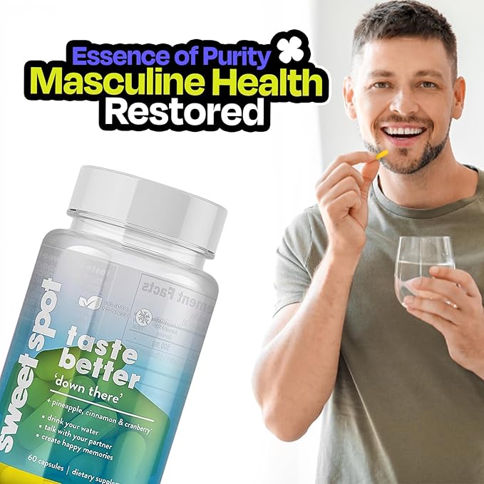 Pineapple Probiotics for Men – 625mg Sweet Spot Formula with Pineapple Extract Cranberry &amp Cinnamon Supports pH Balance &amp Freshens Taste 60 Capsules Made in the USA