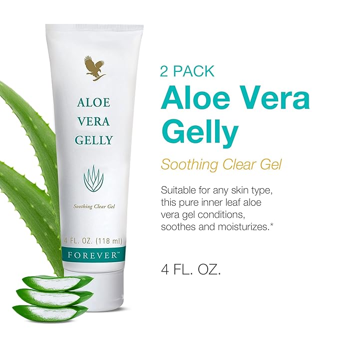 Forever Living - Aloe Vera Gelly - Pure Aloe Gel to Sooth Moisturize and Condition - Vegan and Gluten-Free - 4 fl oz (Pack of 2)