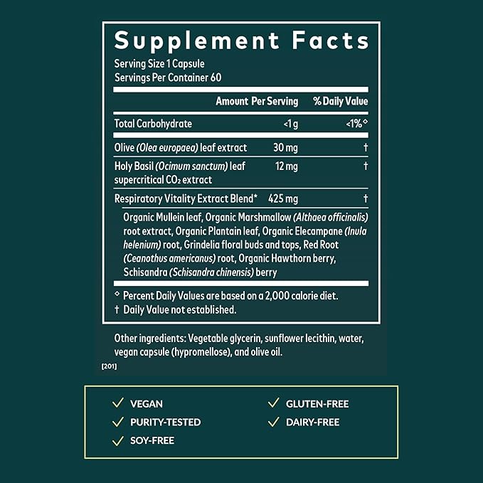 Gaia Herbs Mighty Lungs - Lung Support Supplement with Herbs Traditionally Used to Help Maintain Respiratory Health* - 60 Vegan Liquid Phyto-Caps (60 Servings)